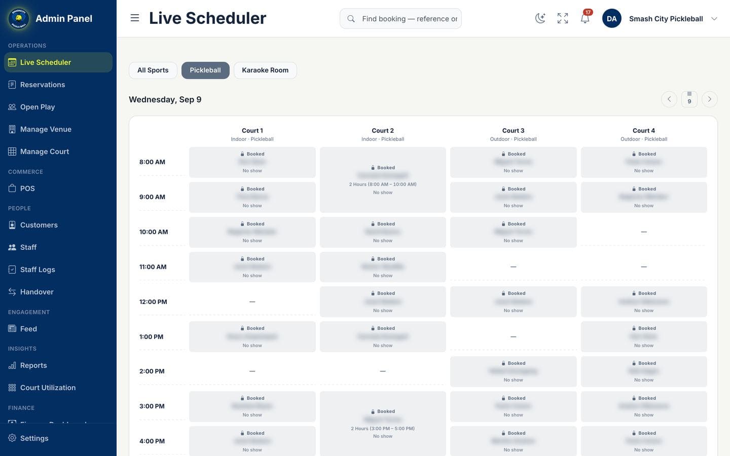 Live Scheduler screen