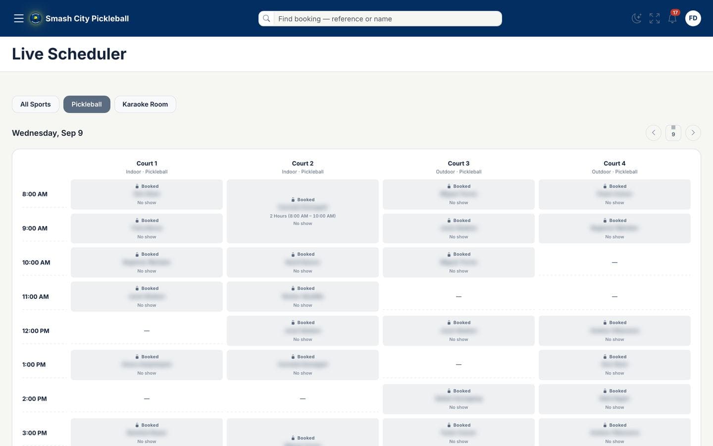 Live Scheduler screen