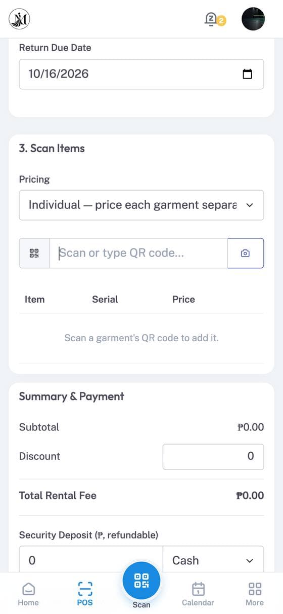 POS with QR scanning